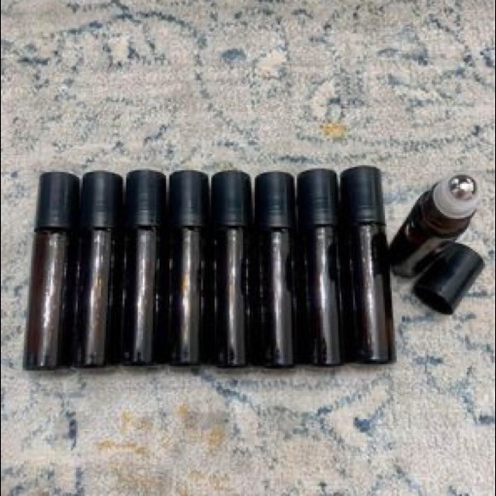 9 amber glass roller bottles